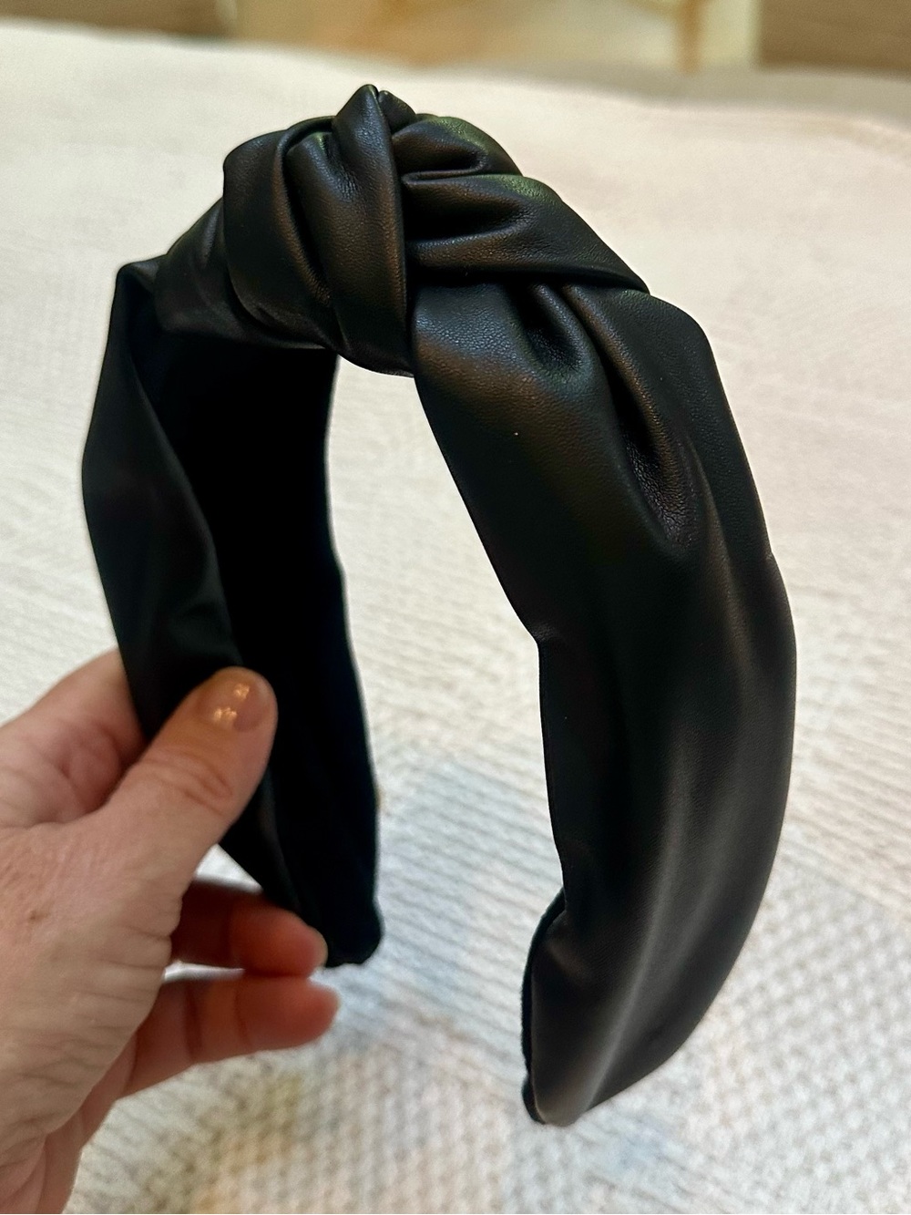 Black leather knot headband